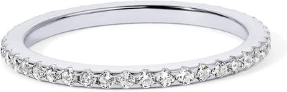 Gold Plated Solid 925 Sterling Silver CZ Simulated Diamond Stackable Ring Eternity Bands for Women
