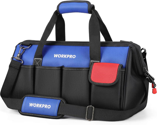 18-Inch Close Top Wide Mouth Storage Tool Bag with Adjustable Shoulder Strap, Sturdy Bottom