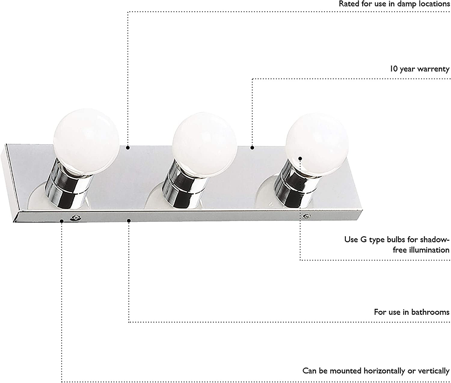 500892 4-Light Vanity Strip Light Contemporary Dimmable for Bathroom, Bedroom, Makeup Vanity, Polished Chrome