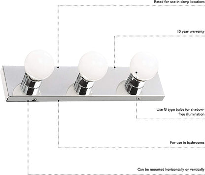500892 4-Light Vanity Strip Light Contemporary Dimmable for Bathroom, Bedroom, Makeup Vanity, Polished Chrome