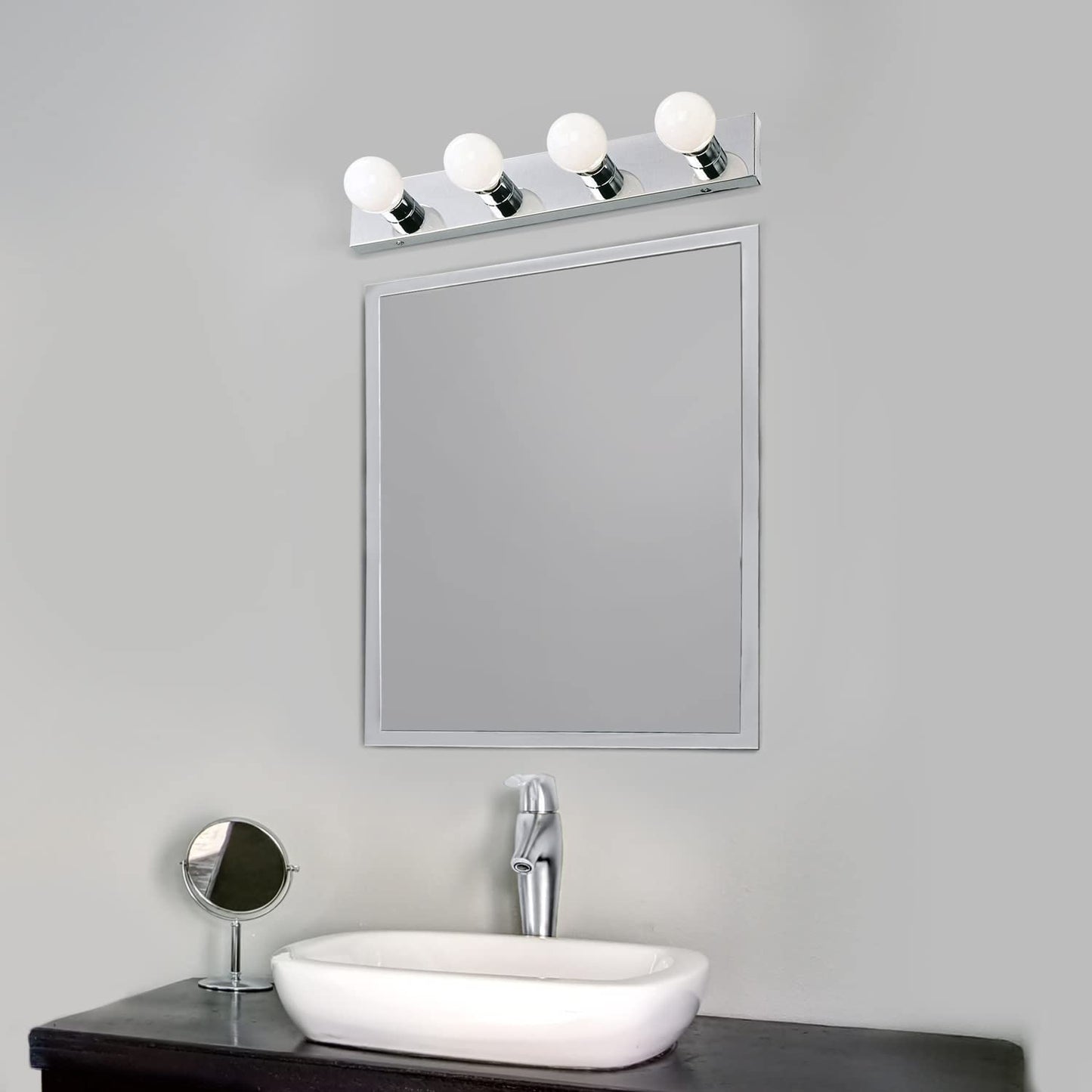 500892 4-Light Vanity Strip Light Contemporary Dimmable for Bathroom, Bedroom, Makeup Vanity, Polished Chrome