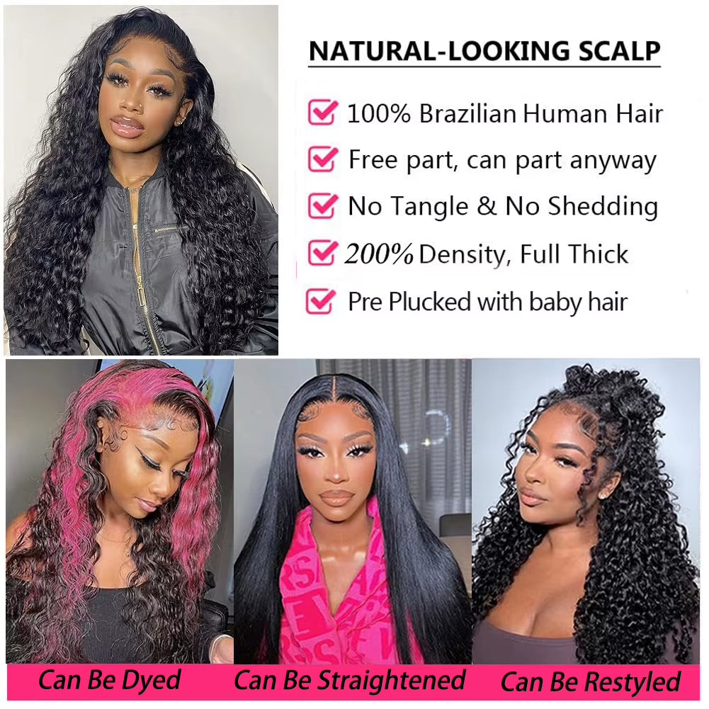 Human Hair Wigs 13X4 Deep Wave Frontal Wig Lace Wig 13X6 Human Hair 200 Density Human Hair Wig Curly Lace Front Human Hair Wig