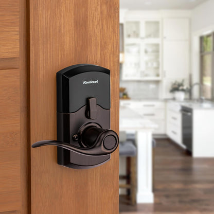 Kwikset Smartcode 917 Keypad Keyless Entry Traditional Residential Electronic Lever Deadbolt Alternative with Tustin Door Lever and Smartkey Security, Venetian Bronze