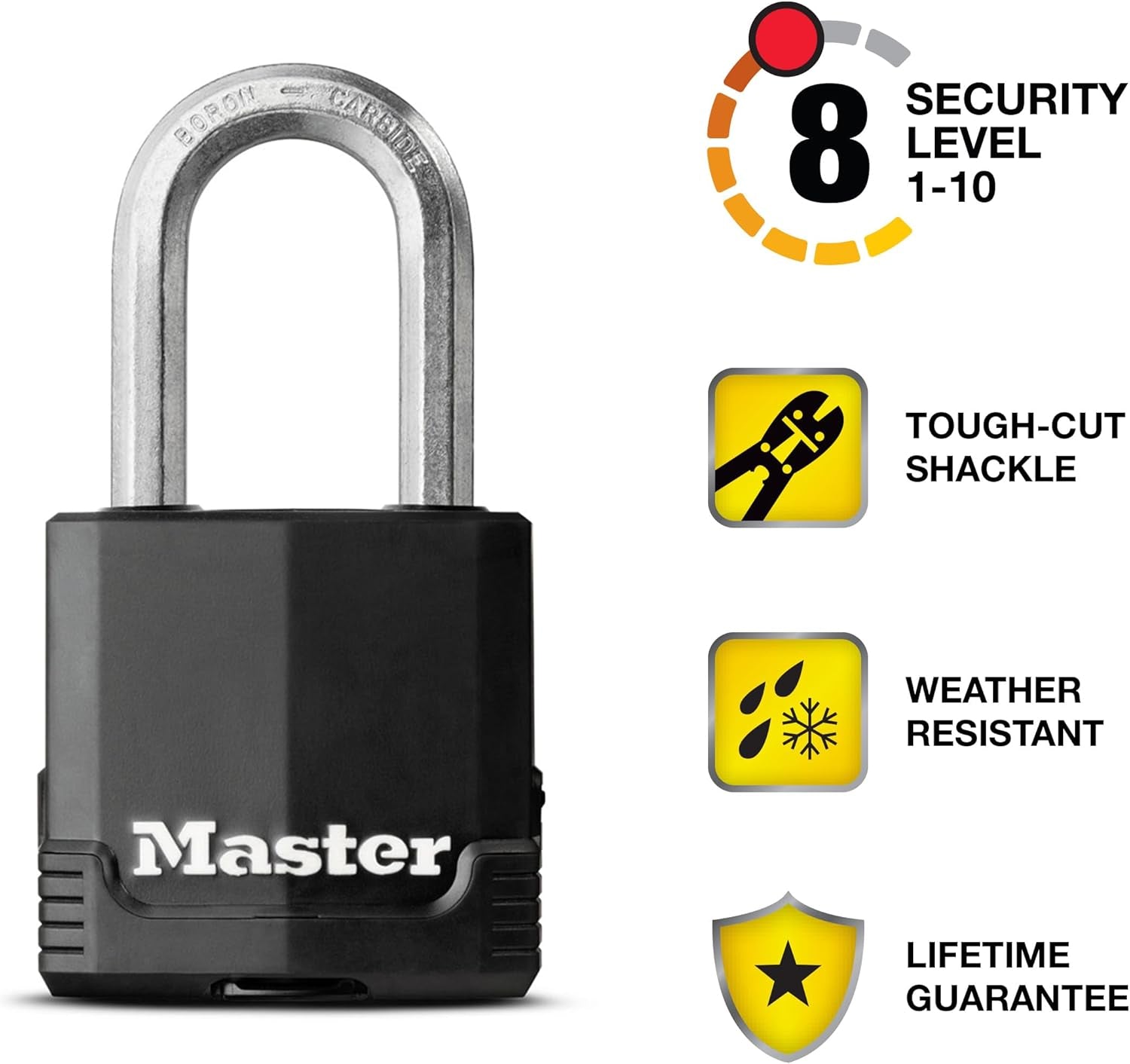 Magnum Heavy Duty Outdoor Padlock with Key, Weather Resistant Body and Cut Safe Shackle Make Lock Perfect for Fences, Gates, Sheds, 2 Pack, M115XTLF, Black