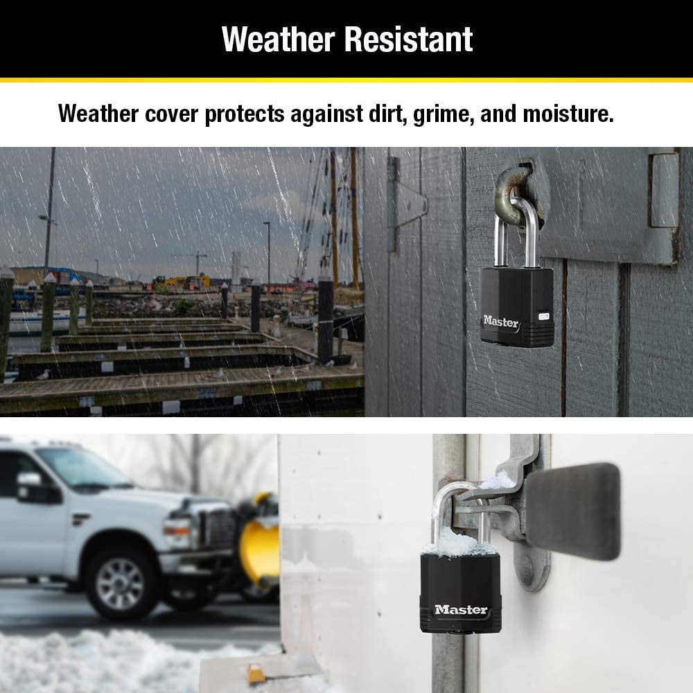Magnum Heavy Duty Outdoor Padlock with Key, Weather Resistant Body and Cut Safe Shackle Make Lock Perfect for Fences, Gates, Sheds, 2 Pack, M115XTLF, Black