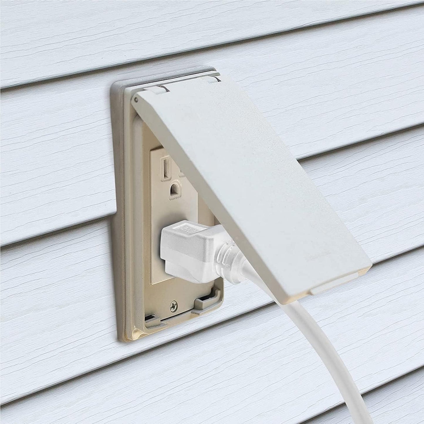 35 Ft Outdoor Extension Cord 16/3 SJTW, 3 Prong Grounded Plug, Weather Resistant & Flame Retardant, General Purpose Power Cord, White, DCOC-0207-DC