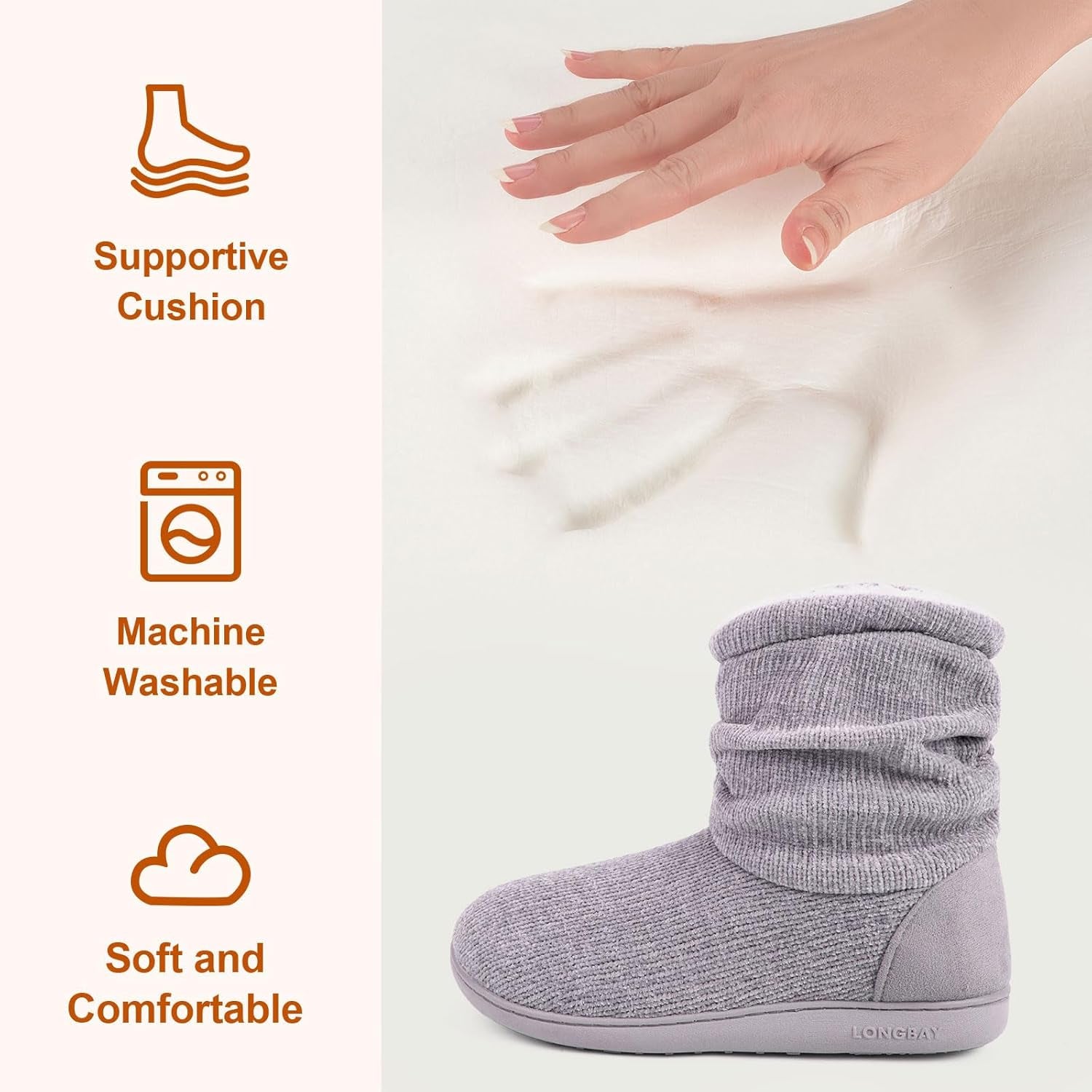 Women'S Cozy Winter Slipper Boots Warm Chenille Knit Bootie Memory Foam Non-Slip Indoor Outdoor House Shoes