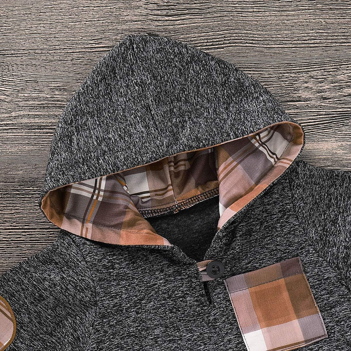 Toddler Baby Boys Clothes Infant Christmas Plaid Long Sleeve Hoodie Sweatshirt Pants Set Fall Winter Xmas Outfits