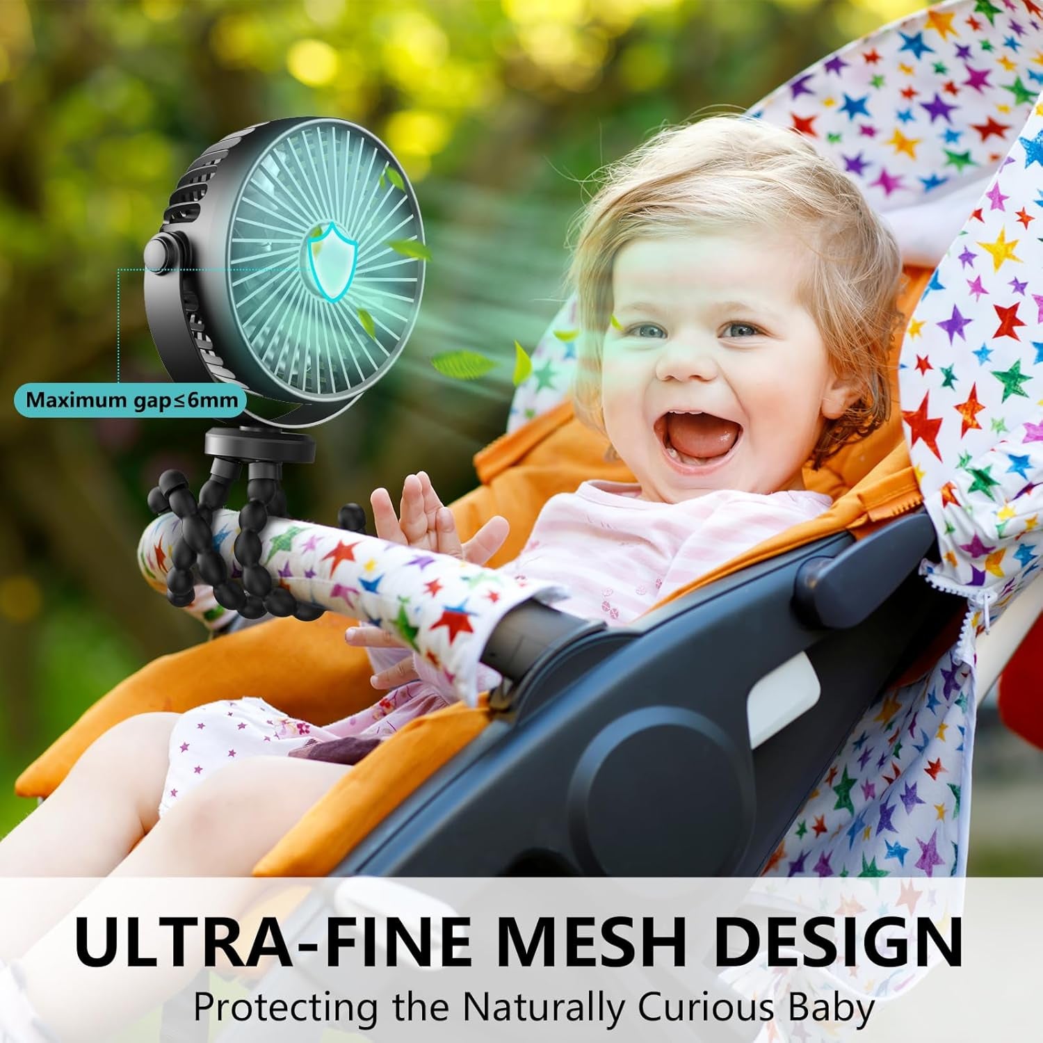 Mini Handheld Personal Portable Fan, Baby Stroller Fan, Car Seat Fan, USB or Battery Powered, with Flexible Tripod Clip on Student Bed Desk Bike Crib Treadmill Camping Traveling(Black)