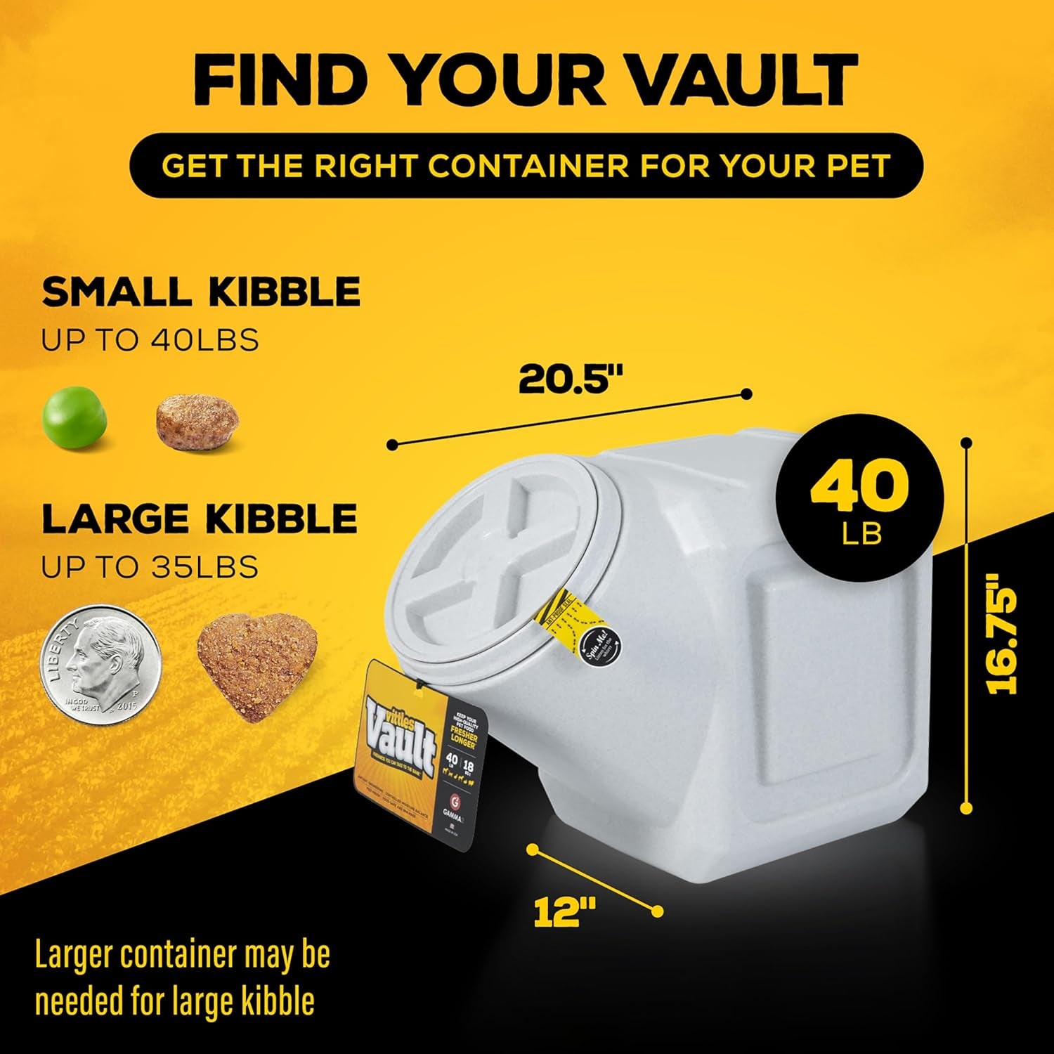 Vittles Vault Outback Airtight Pet Food Container, 40 Pounds