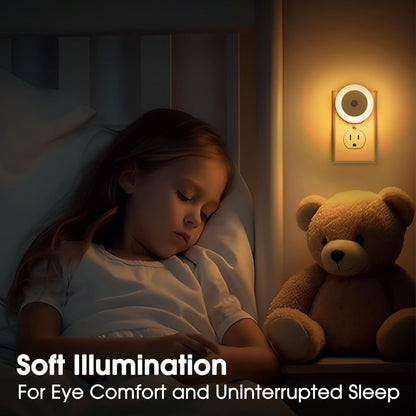 LED Baby Night Lights Plug into Wall [4Pack], Nightlight with Light Sensors for Kids Room, Bathroom Stair Lights, Hallway Light, Warm White