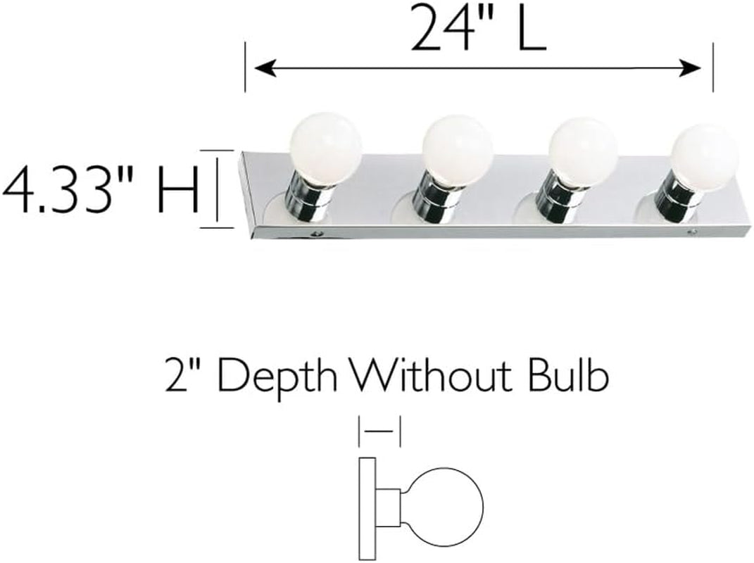 500892 4-Light Vanity Strip Light Contemporary Dimmable for Bathroom, Bedroom, Makeup Vanity, Polished Chrome