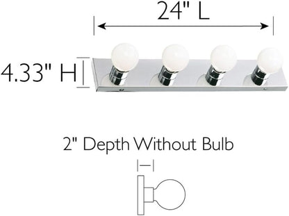 500892 4-Light Vanity Strip Light Contemporary Dimmable for Bathroom, Bedroom, Makeup Vanity, Polished Chrome