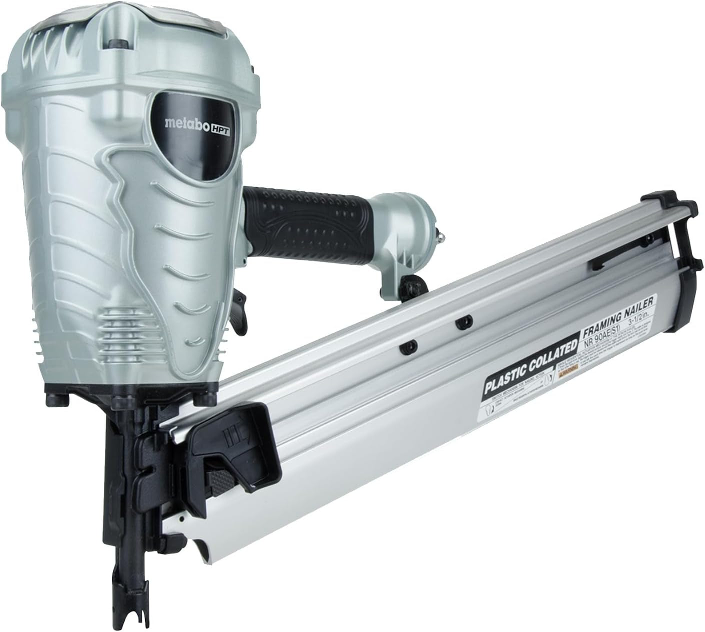 Metabo HPT Framing Nailer, Pro-Preferred Power Nailer for Flooring, Roof Decking, and More, Lightweight 7.5 Lbs Framing Tool for 21° 2" to 3-1/2" Plastic Collated Nails, NR90AES1